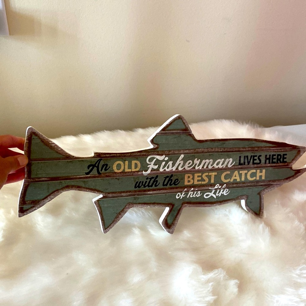 Fish shaped wooden wall sign